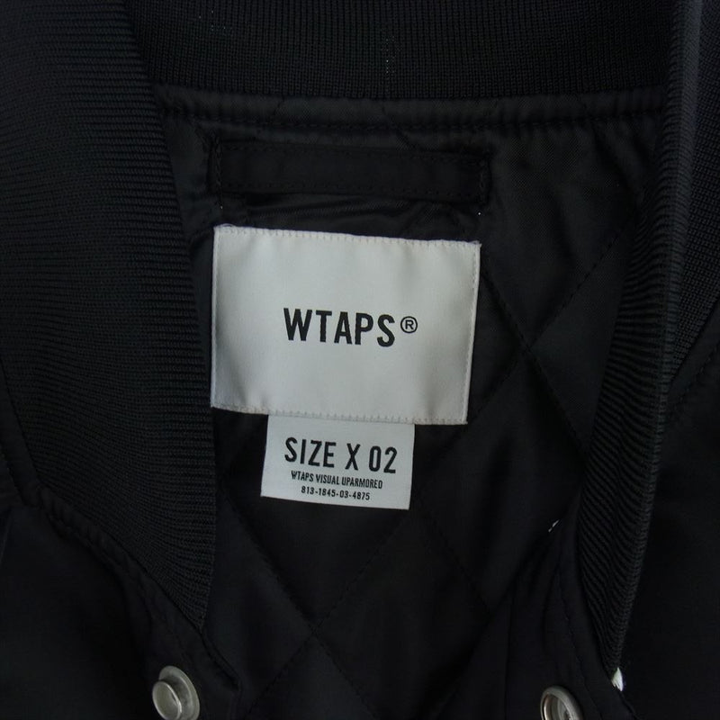 WTAPS ダブルタップス 22SS 221TQDT-JKM01 TEAM JACKET NYLON TWILL TEXTILE クロスボーン刺繍 ナイロン チーム ジャケット ブラック系 02【美品】【中古】