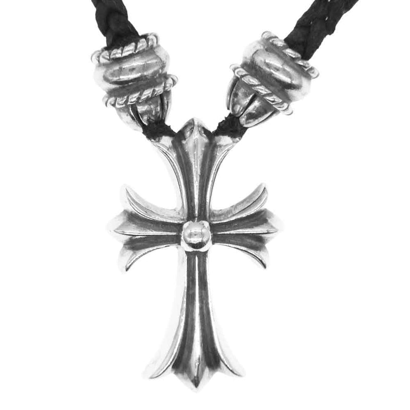 CHROME HEARTS クロムハーツ（原本無） スモール CHクロス ペンダントトップ クリンプト レザーブレード ネックレス シルバー系【中古】