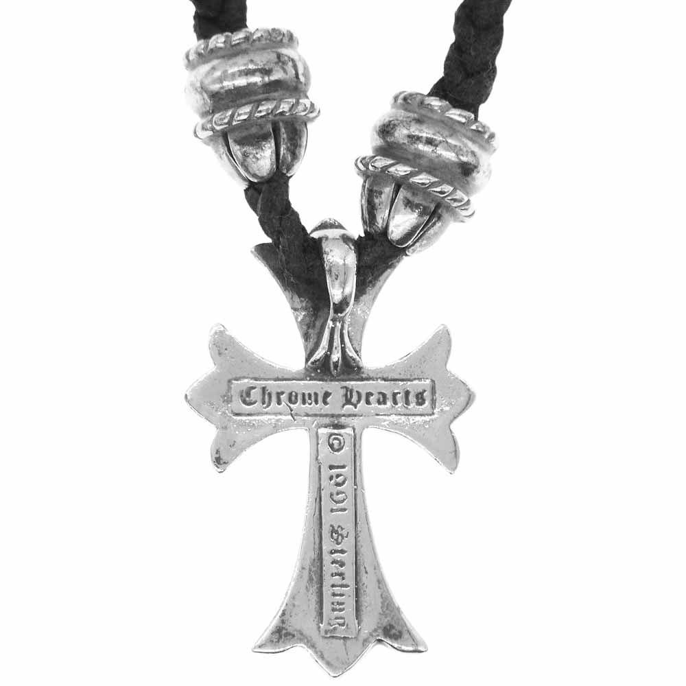 CHROME HEARTS クロムハーツ（原本無） スモール CHクロス ペンダントトップ クリンプト レザーブレード ネックレス シルバー系【中古】