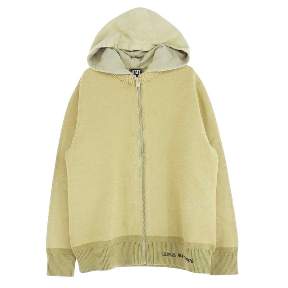 DIESEL ディーゼル K-ONNOR フード付き ジップアップ ニット セーター イエロー系 M【中古】
