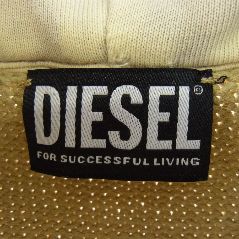 DIESEL ディーゼル K-ONNOR フード付き ジップアップ ニット セーター イエロー系 M【中古】