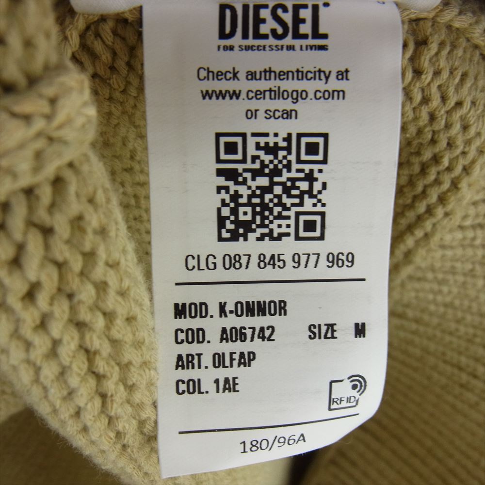 DIESEL ディーゼル K-ONNOR フード付き ジップアップ ニット セーター イエロー系 M【中古】