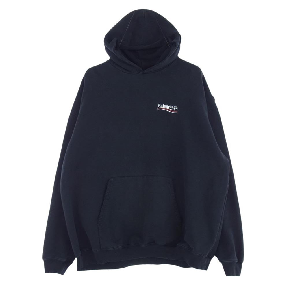 BALENCIAGA バレンシアガ 21AW  620973 TKVI9 POLITICAL CAMPAIGN HOODIE LARGE FIT キャンペーン ロゴ ダメージ加工 プルオーバーパーカー グレー系 S【中古】