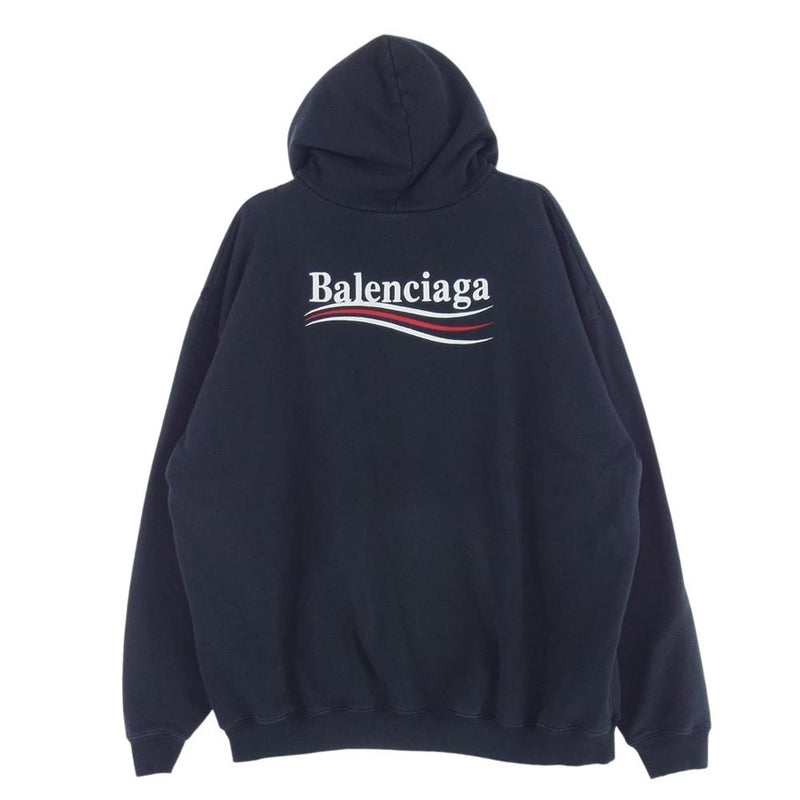 BALENCIAGA バレンシアガ 21AW  620973 TKVI9 POLITICAL CAMPAIGN HOODIE LARGE FIT キャンペーン ロゴ ダメージ加工 プルオーバーパーカー グレー系 S【中古】