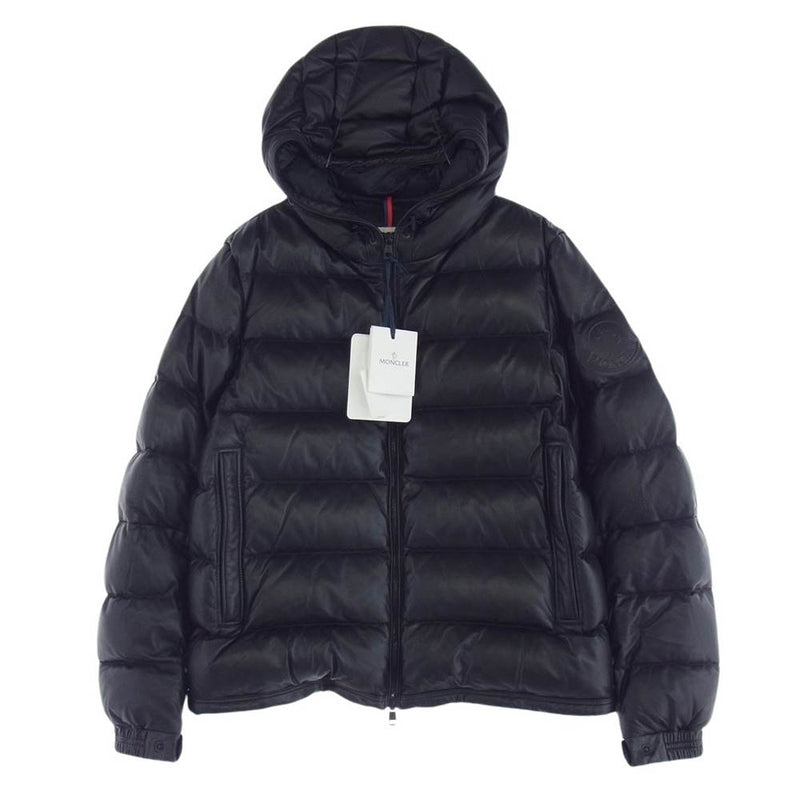 MONCLER モンクレール GEBROULAZ ゲブロウラズ オールレザー ダウン ジャケット  ブラック系 3【美品】【中古】