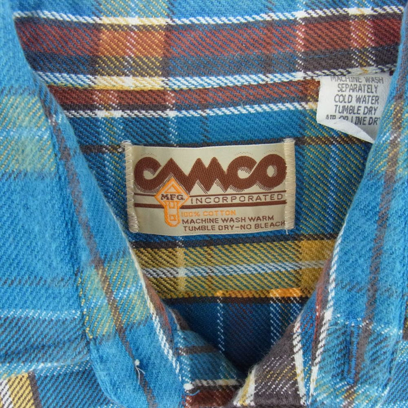 CAMCO カムコ フランネル チェック ネル シャツ ライトブルー系 S【中古】