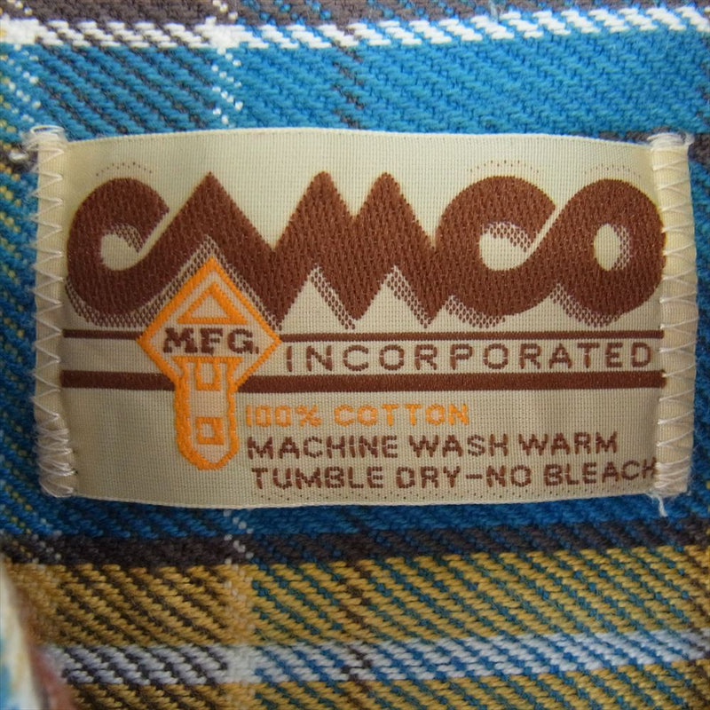 CAMCO カムコ フランネル チェック ネル シャツ ライトブルー系 S【中古】