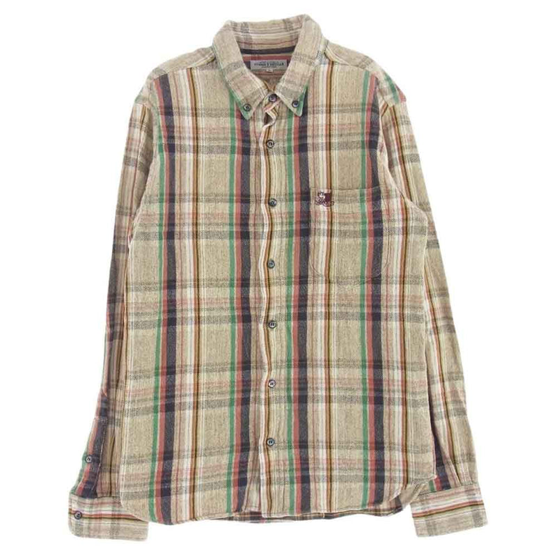 STUDIO D’ARTISAN ステュディオダルチザン 5510 L/S CHECK FLANNEL SHIRT チェック フランネル 長袖 シャツ ベージュ系 L【中古】