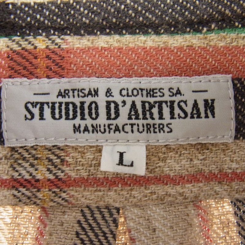 STUDIO D’ARTISAN ステュディオダルチザン 5510 L/S CHECK FLANNEL SHIRT チェック フランネル 長袖 シャツ ベージュ系 L【中古】