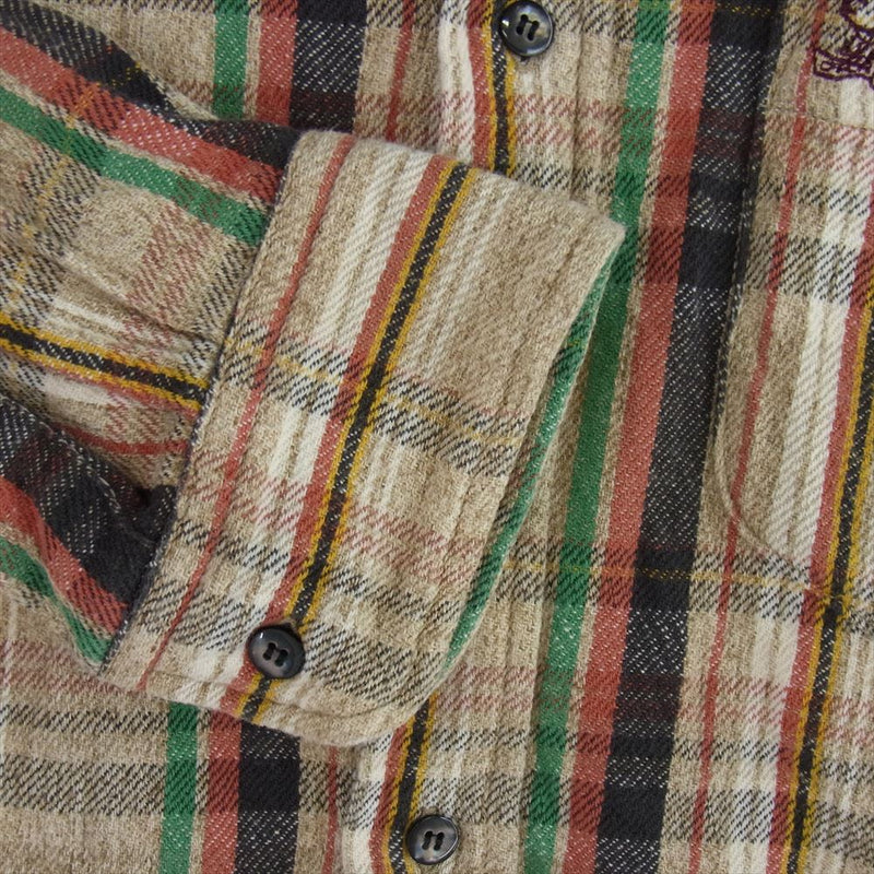 STUDIO D’ARTISAN ステュディオダルチザン 5510 L/S CHECK FLANNEL SHIRT チェック フランネル 長袖 シャツ ベージュ系 L【中古】