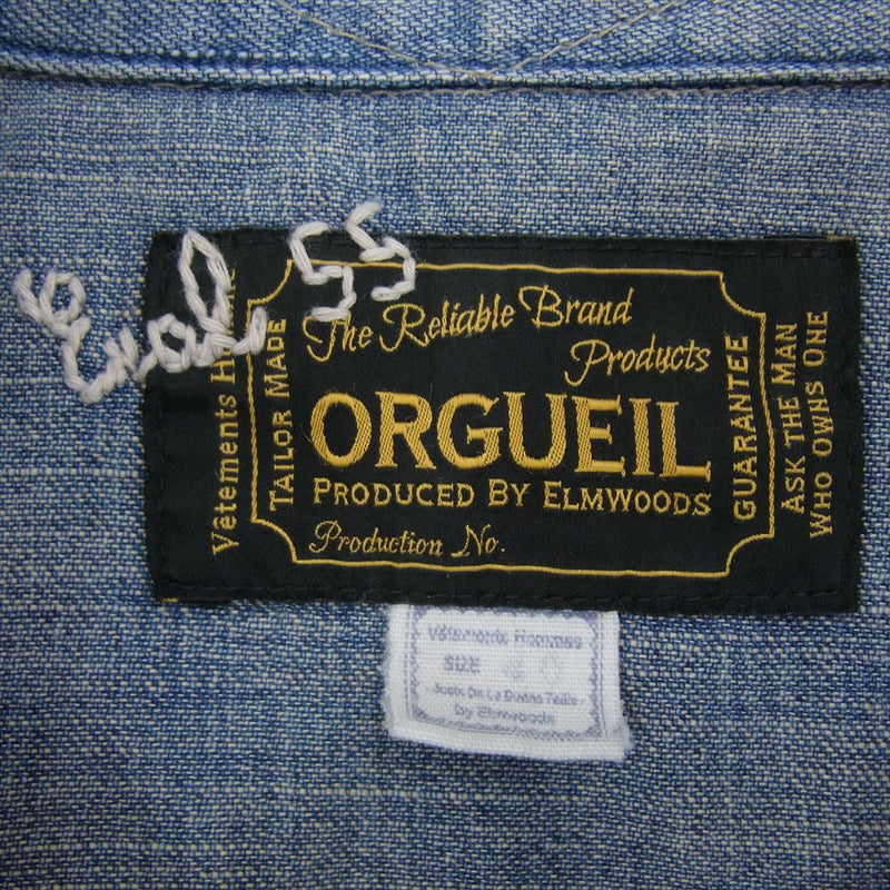 ORGUEIL オルゲイユ OR-5014 ERALL 55 Work Shirt 長袖 ワーク シャツ 40【中古】