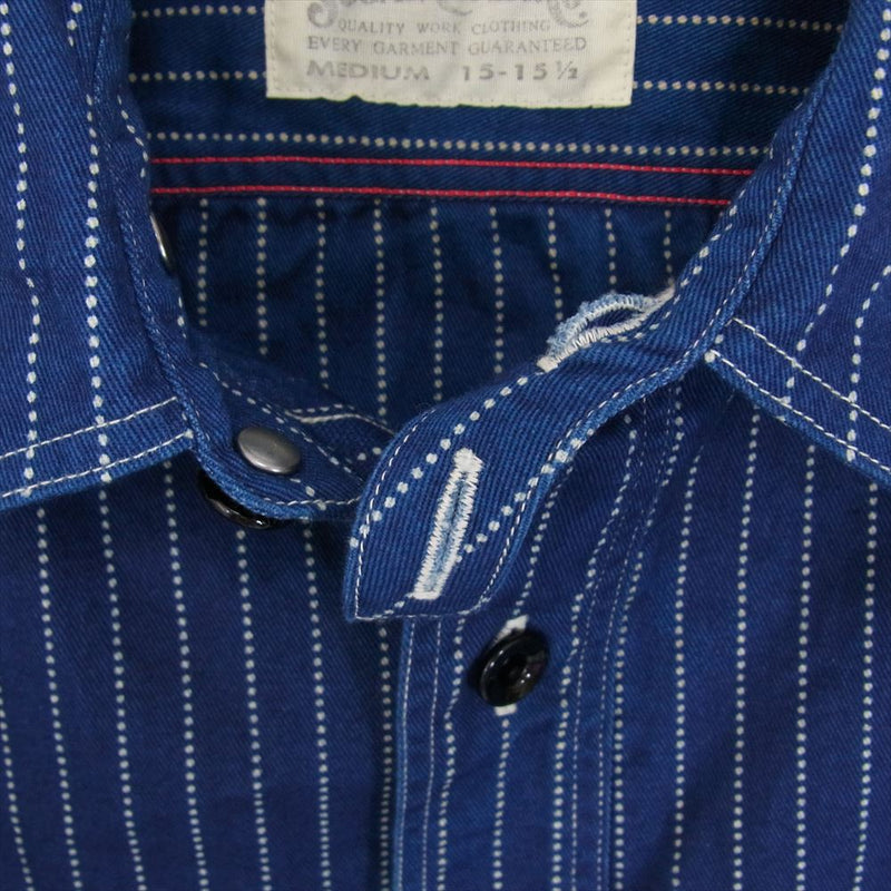 SUGAR CANE シュガーケーン SC25551 WABASH STRIPE WORK SHIRT ストライプ ワーク シャツ M【中古】