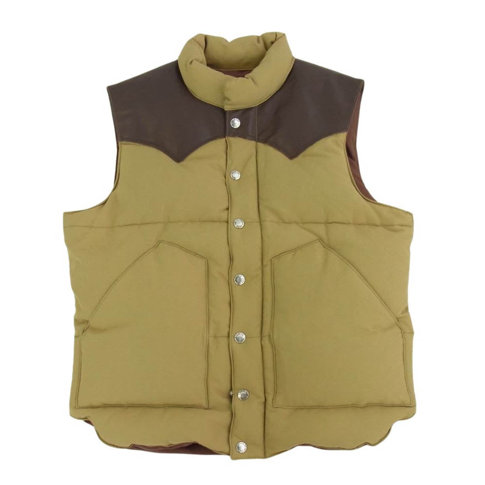 SUGAR CANE シュガーケーン SC12340 LATHER YOKE DOWN VEST レザーヨーク ダウン ベスト ベージュ系 M【中古】