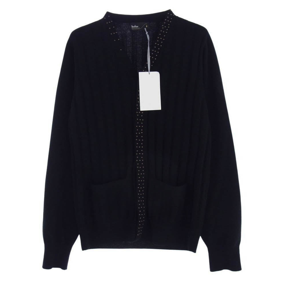 kolor カラー 24AW 24WCM-N08306 スタッズ装飾 スナップボタン Knit ニット カーディガン ブラック系 3【中古】
