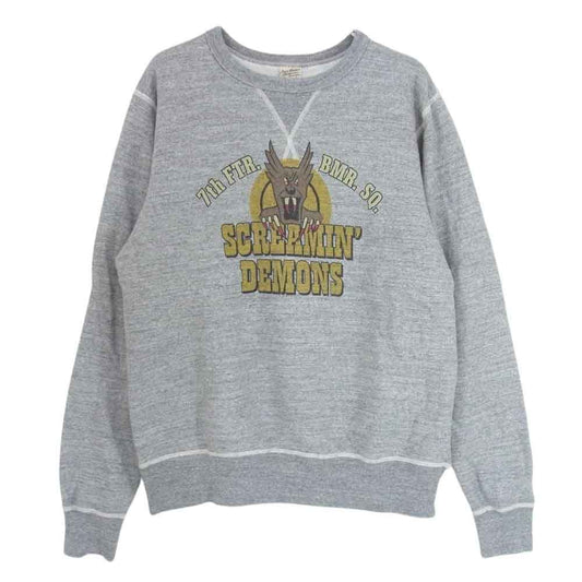 Buzz Rickson's バズリクソンズ BR67774 7th FTR BOMB SQ SET-IN CREW　SWEAT プリント ロゴ スウェット グレー系 L【中古】