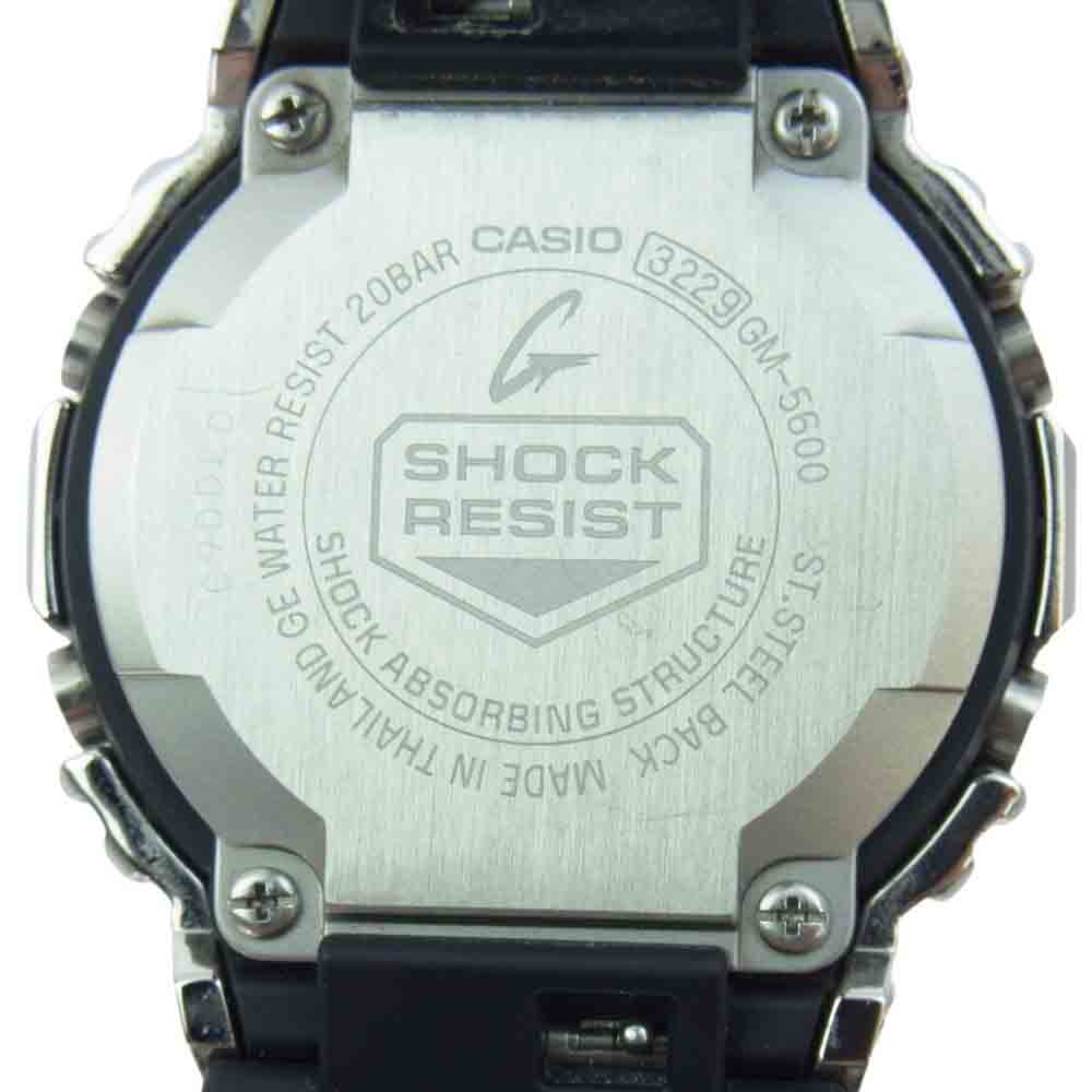 G-SHOCK ジーショック GM-5600-1JF  メタル スクエア ラバーバンド クォーツ ショックレジスト デジタル ウォッチ 時計 ブラック系 シルバー系【中古】