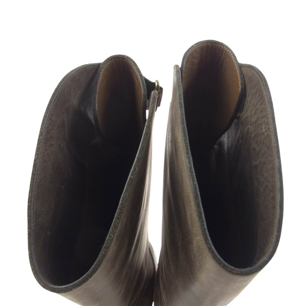 SARTORE サルトル ジョッキー クロスストラップ バックジップ レザー ロング ブーツ ブラウン系 ダークブラウン系 37.5【中古】