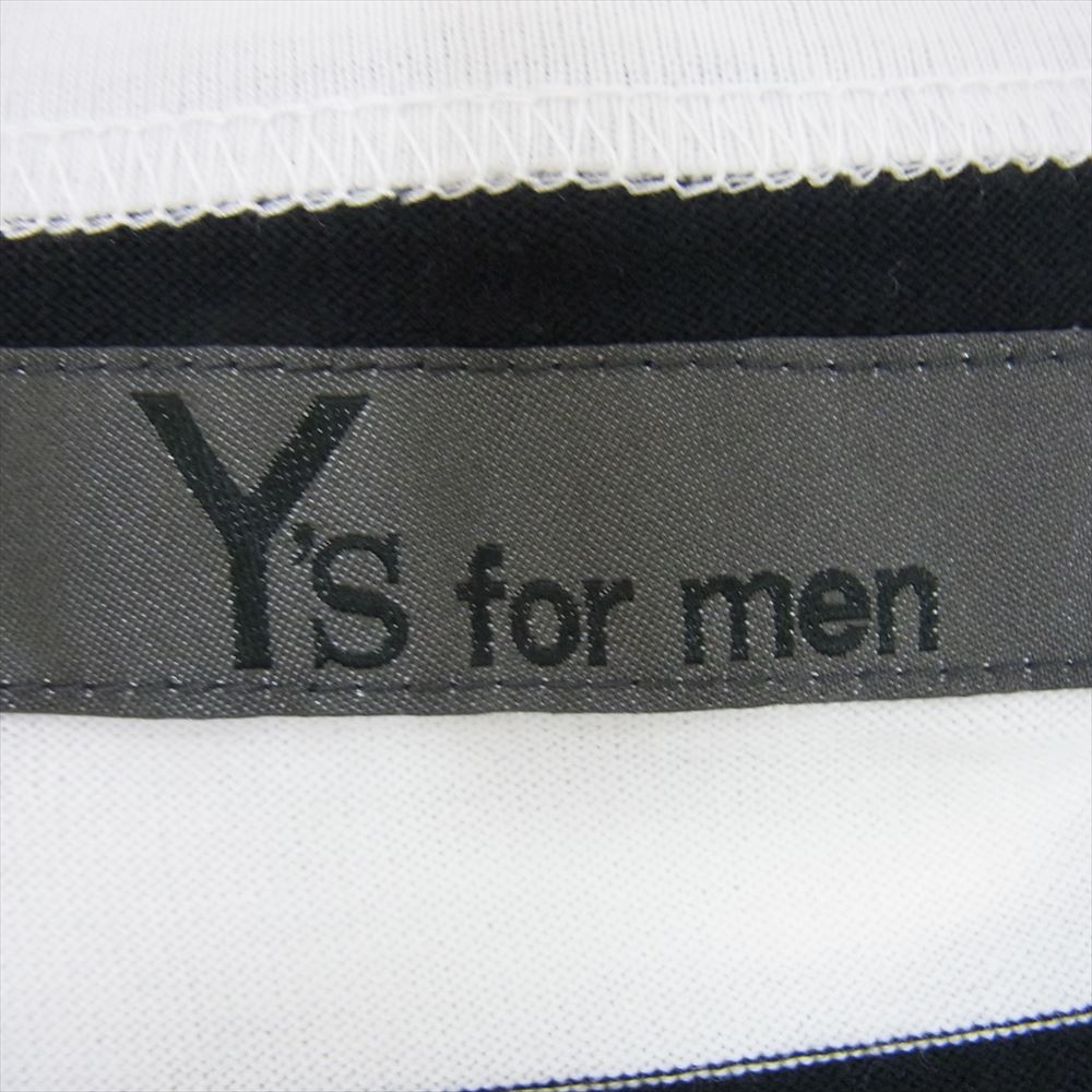 Y's Yohji Yamamoto ワイズ ヨウジヤマモト 23AW MJ-T79-088 Y's for men コットン天竺 LONG SLEEVE T-SHIRT ロングスリーブ ボーダー カットソー ブラック系 3【美品】【中古】