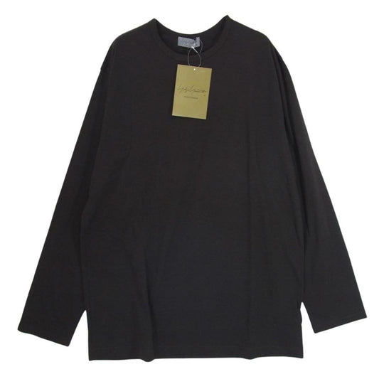 Yohji Yamamoto POUR HOMME ヨウジヤマモトプールオム 24ss HS-T03-70-3-03 丸首 長袖 ロング スリーブ カットソー ブラック系 3【美品】【中古】