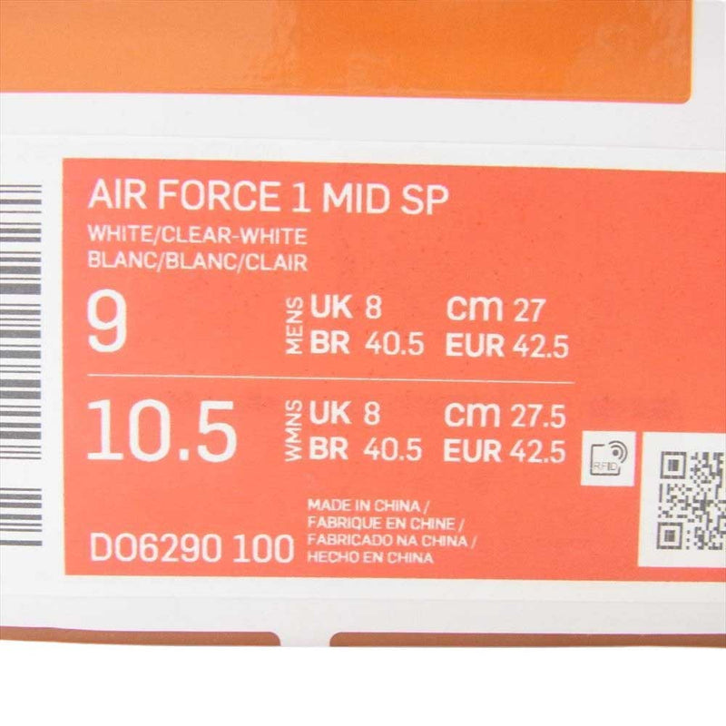 NIKE ナイキ DO6290-100 × OFF-WHITE AIR FORCE 1 MID SP オフホワイト エアフォース1 ミッド カット スニーカー オフホワイト系 27cm【中古】