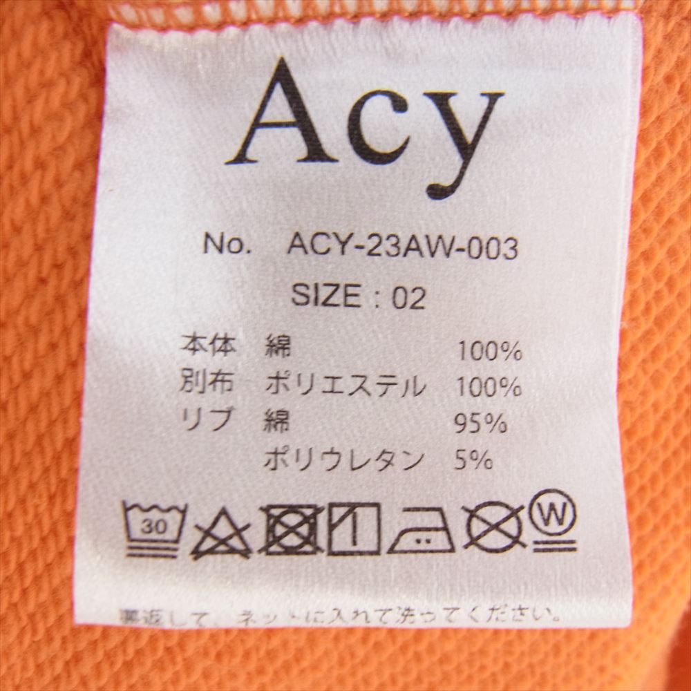 エーシー 23AW ACY-23AW-003 HI NECK SWEAT ロゴ刺繍 ハイネック スウェット プルオーバー オレンジ系 2【中古】