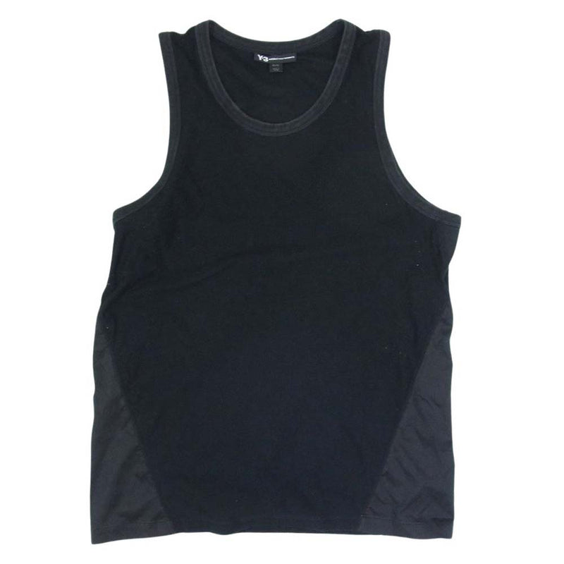 Y-3 Yohji Yamamoto ワイスリー ヨウジヤマモト DN8820 Sateen Mix Tank サテンミックス リブ タンクトップ ブラック系 XL【中古】