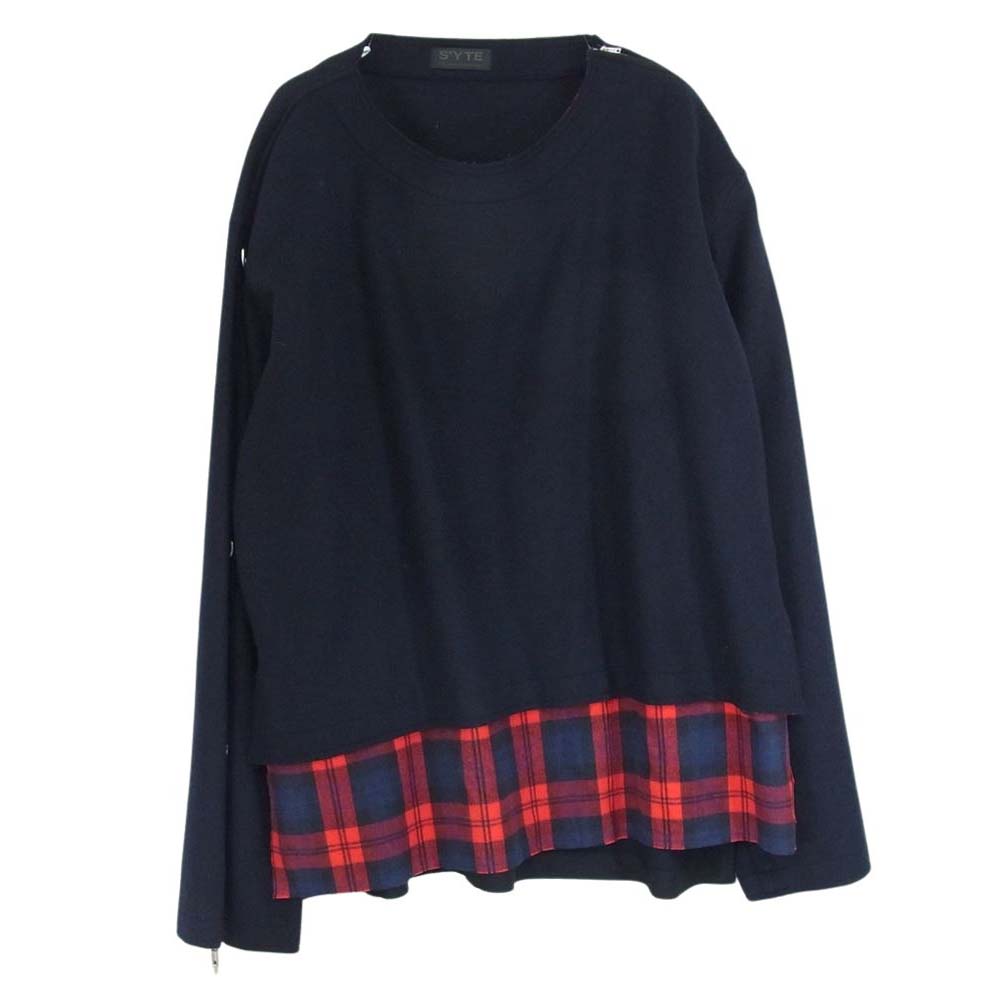 Yohji Yamamoto ヨウジヤマモト UM-B12-104 s'yte サイト Beaver Check Bondage Muslin Shirt シャツレイヤード ウール プルオーバー トップス カットソー ブラック系 3【中古】