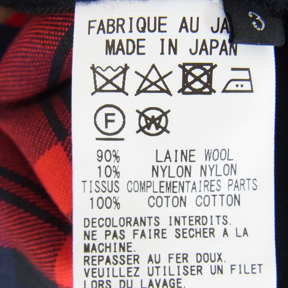 Yohji Yamamoto ヨウジヤマモト UM-B12-104 s'yte サイト Beaver Check Bondage Muslin Shirt シャツレイヤード ウール プルオーバー トップス カットソー ブラック系 3【中古】