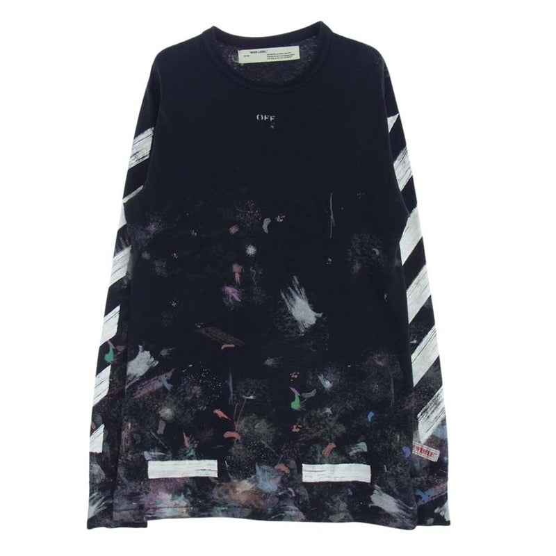 OFF-WHITE オフホワイト OMAB001F17620030 DIAG GALAXY ダイアゴナル ギャラクシーペイント 長袖 Tシャツ ロンT ブラック系 M【中古】