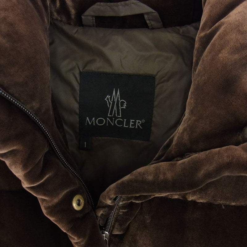 MONCLER モンクレール 47357-00-69703 OBERSLOFF 黒タグ ベロア ロング ダウンコート ブラウン系 1【中古】