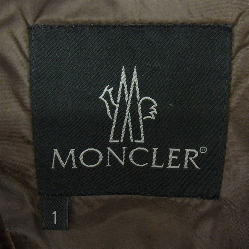 MONCLER モンクレール 47357-00-69703 OBERSLOFF 黒タグ ベロア ロング ダウンコート ブラウン系 1【中古】