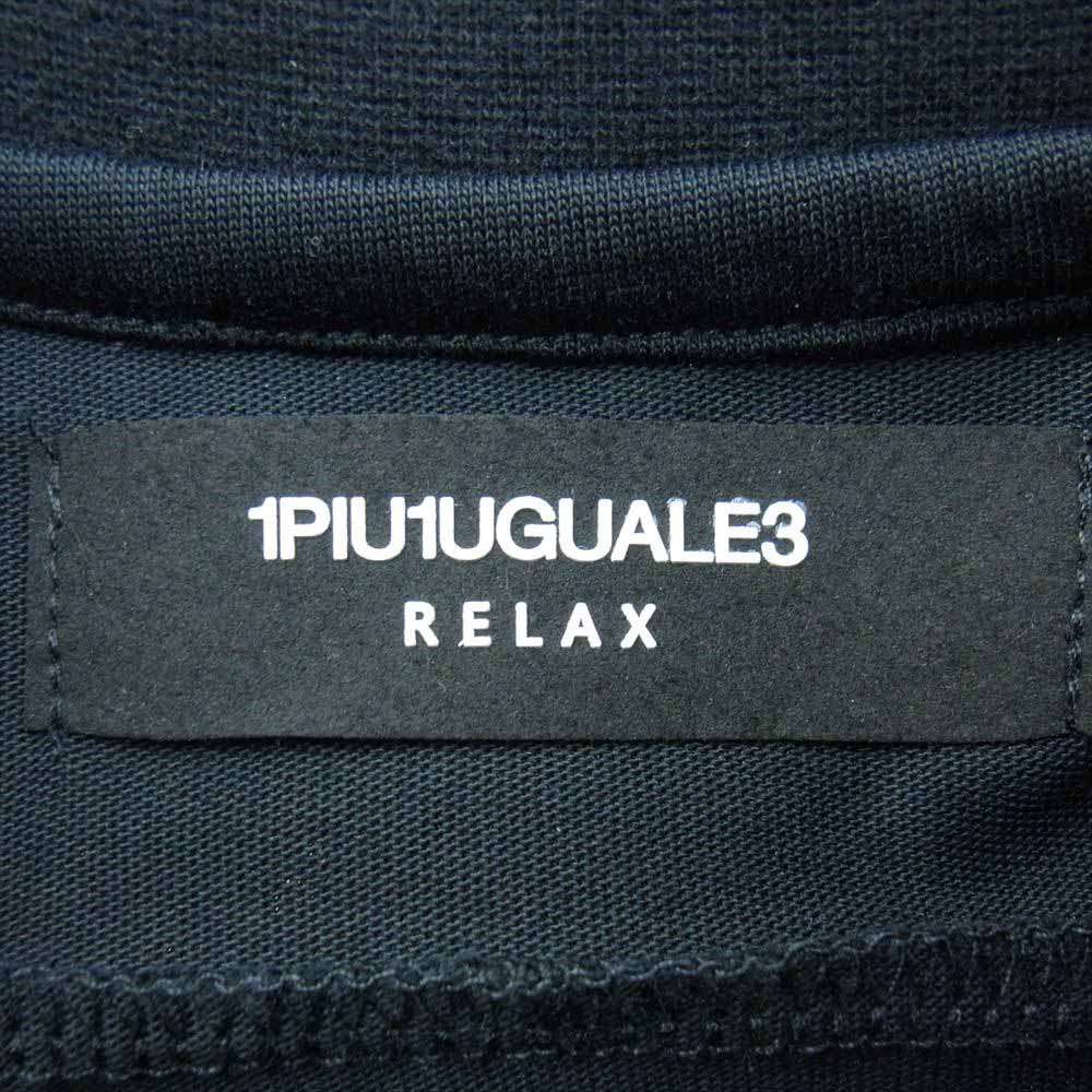 1piu1uguale3 ウノピュウノウグァーレトレ UST-24023 RELAX リラックス ラインストーン サイド ロゴ 半袖 Tシャツ ブラック ブラック系 L【美品】【中古】