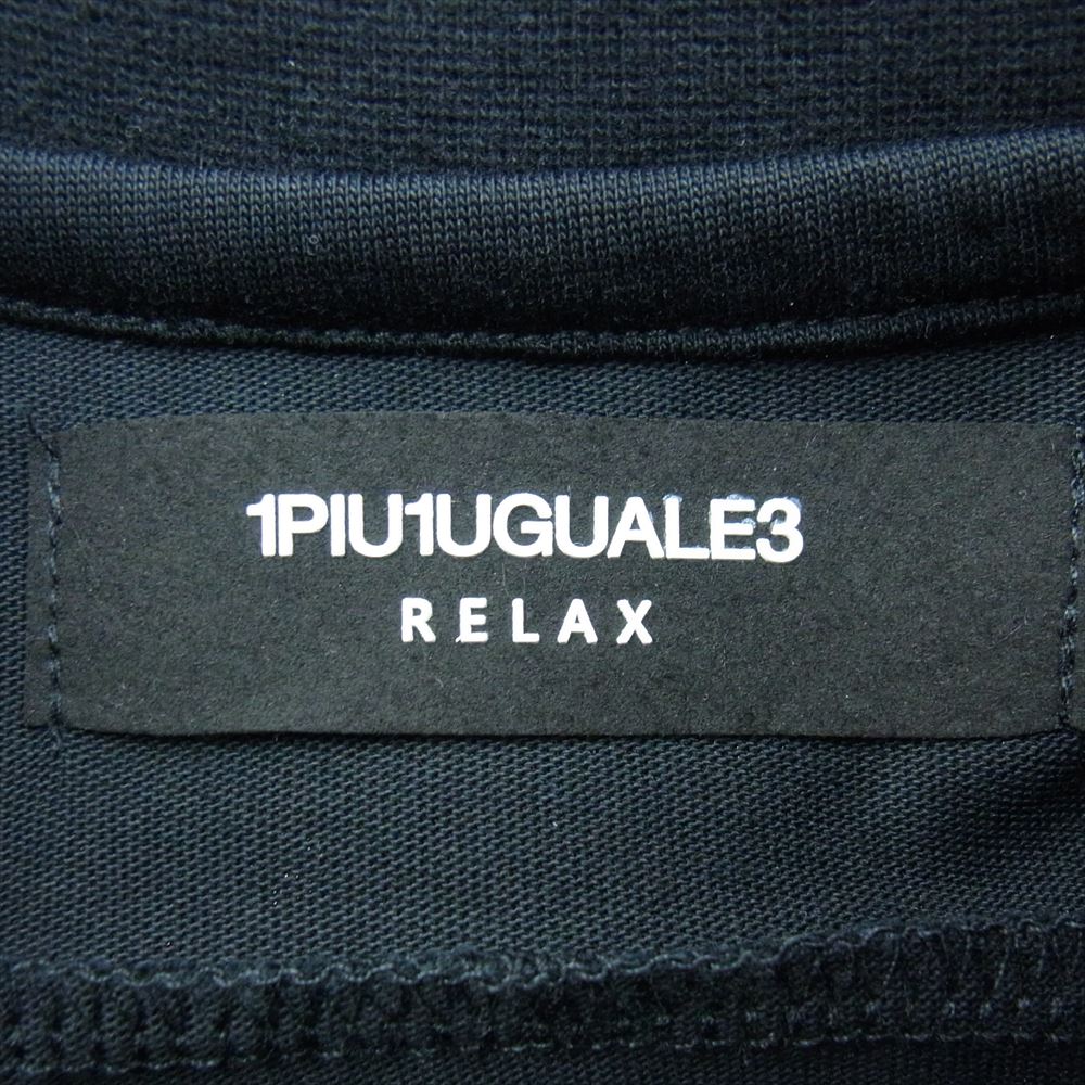 1piu1uguale3 ウノピュウノウグァーレトレ UST-24023 RELAX リラックス ラインストーン サイド ロゴ 半袖 Tシャツ ブラック ブラック系 L【美品】【中古】
