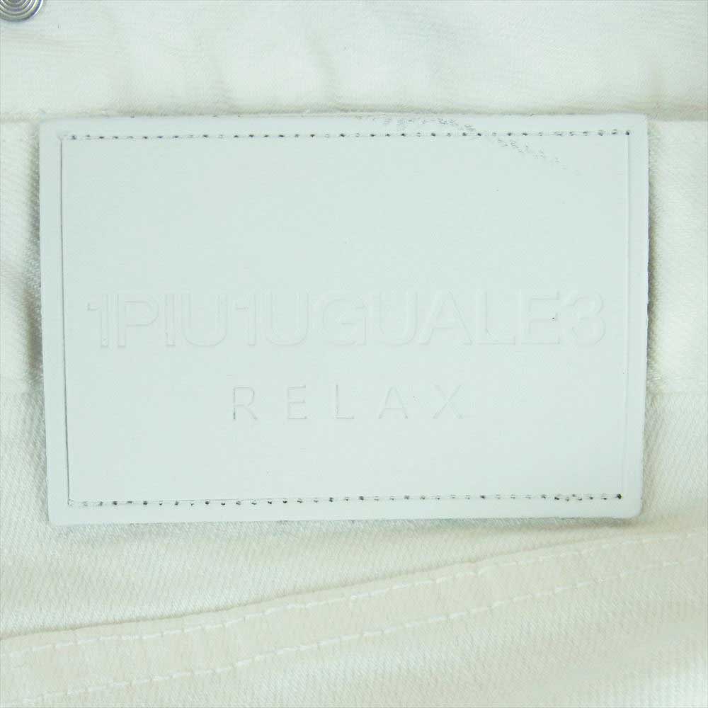 1piu1uguale3 ウノピュウノウグァーレトレ RELAX リラックス ダメージ加工 バンダナ柄 デニム パンツ ホワイト系 L【美品】【中古】