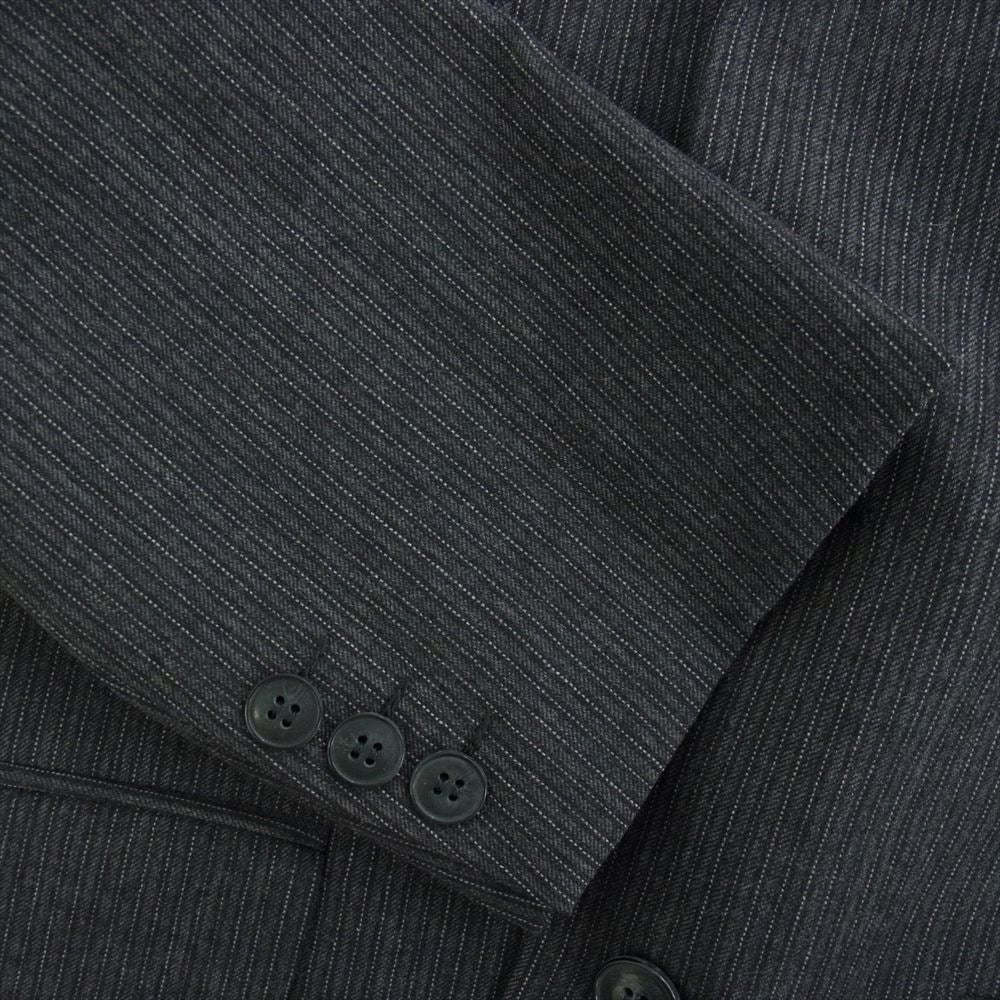 agnes b. アニエスベー 076243/076242 フランス製 ジャケットスラックスパンツ セットアップ ウール ストライプ グレー系 48 パンツ36【中古】