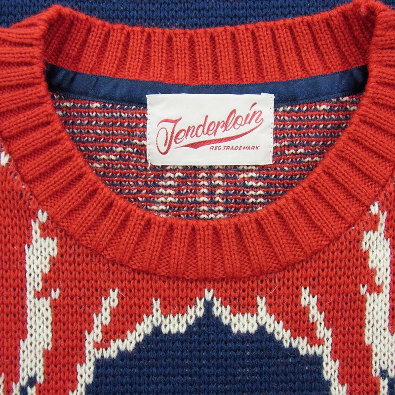 TENDERLOIN テンダーロイン 15AW WING KNIT SWEATER ウィング ウール ニット セーター ブルー系 レッド系【中古】