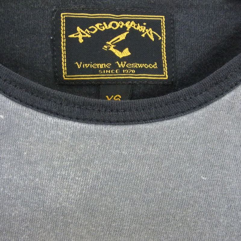 Vivienne WestwoodMAN ヴィヴィアンウエストウッドマン 前後切替 スカル プリント 長袖 Tシャツ カットソー グレー系 XS【中古】