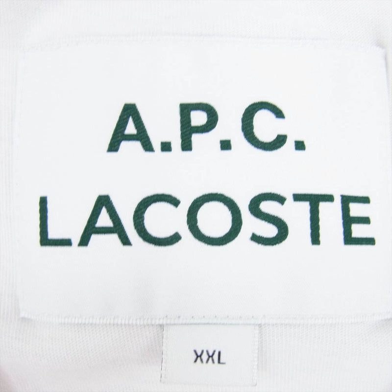 A.P.C. アーペーセー × LACOSTE ラコステ RELAXED FIT COTTON JERSEY T-SHIRT フロッキー ロゴ プリント リラックス フィット コットンジャージー 半袖 Tシャツ ホワイト系 XXL【中古】