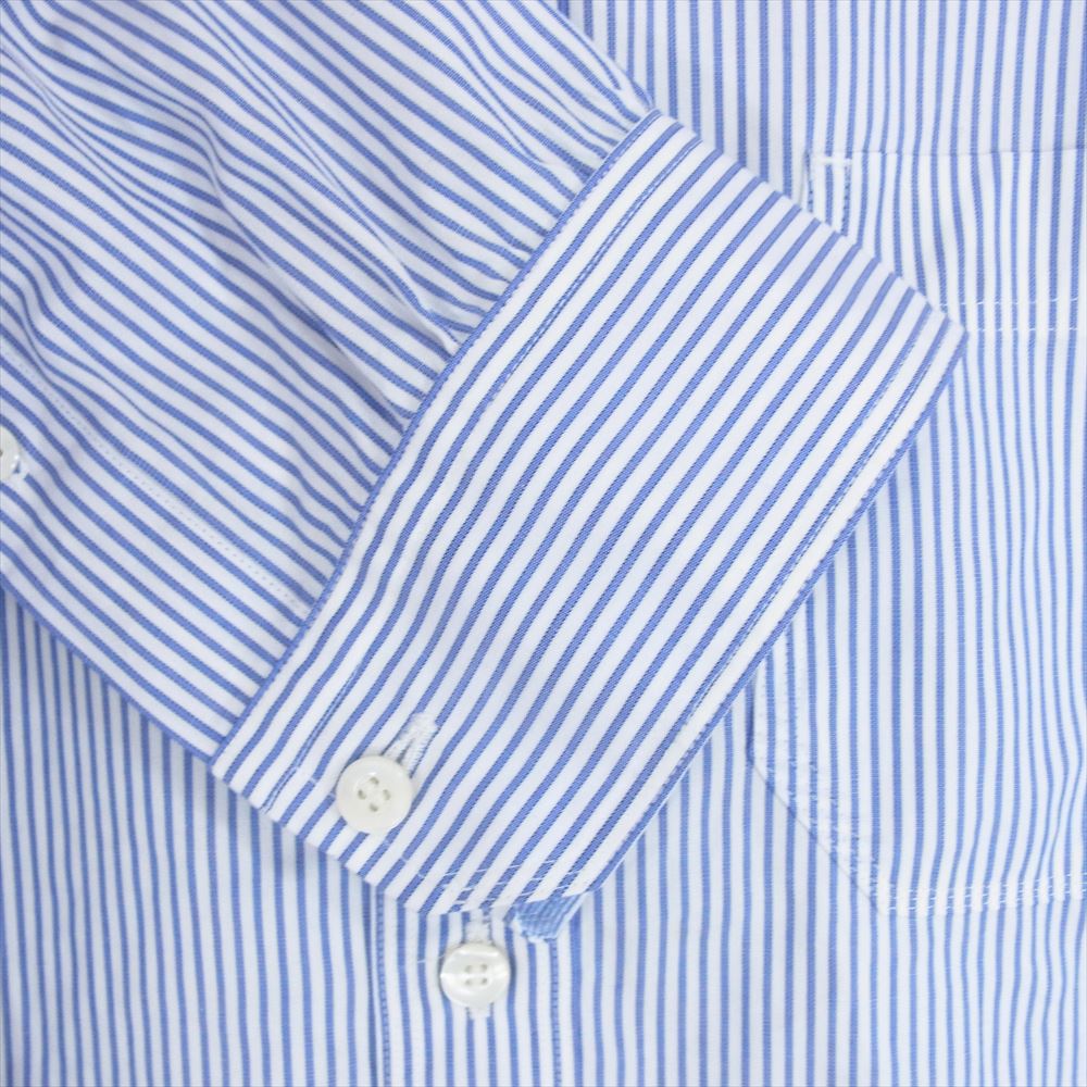 JUNYA WATANABE COMME des GARCONS ジュンヤワタナベコムデギャルソン 22SS WI-B003 ストライプ リネン キャンバス プリント パッチワーク ドッキング シャツ ブルー系 M【中古】