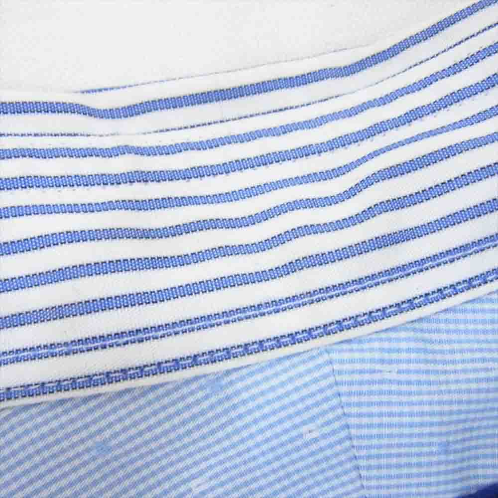 JUNYA WATANABE COMME des GARCONS ジュンヤワタナベコムデギャルソン 22SS WI-B003 ストライプ リネン キャンバス プリント パッチワーク ドッキング シャツ ブルー系 M【中古】
