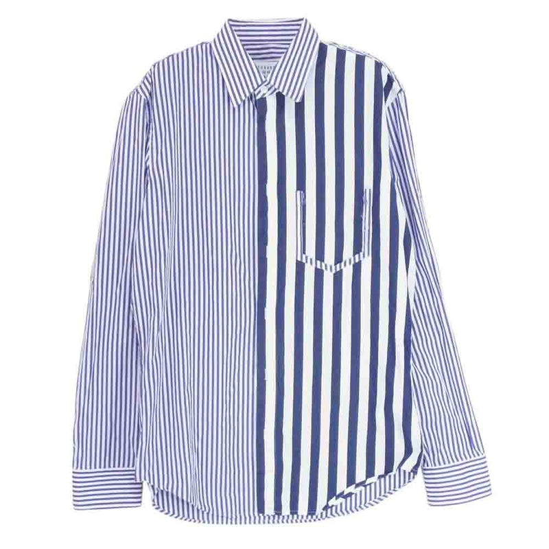 MAISON MARGIELA メゾンマルジェラ 19SS S50DL0383 COMBO STRIPE SHIRT コットン ストライプ シャツ ブルー系 38【中古】