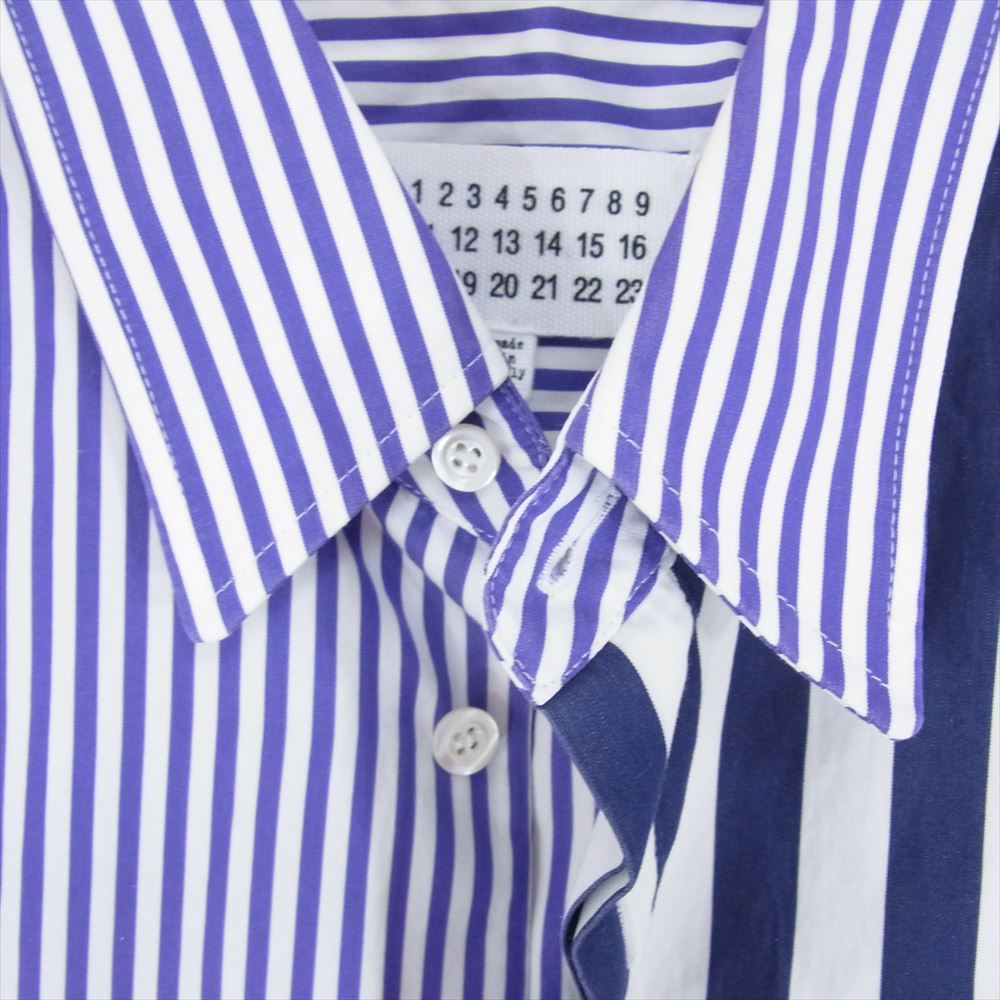 MAISON MARGIELA メゾンマルジェラ 19SS S50DL0383 COMBO STRIPE SHIRT コットン ストライプ シャツ ブルー系 38【中古】