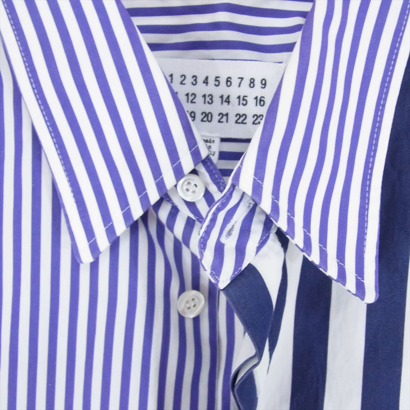 MAISON MARGIELA メゾンマルジェラ 19SS S50DL0383 COMBO STRIPE SHIRT コットン ストライプ シャツ ブルー系 38【中古】