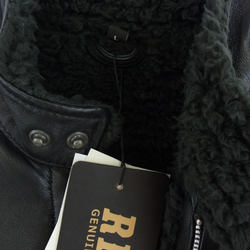 ライズ DOUBLE RIDERS シープスキン レザー ジャケット ブラック系 L【中古】