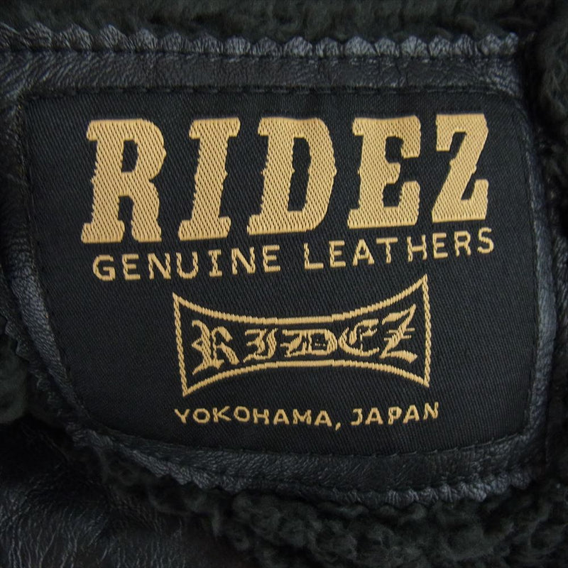 ライズ DOUBLE RIDERS シープスキン レザー ジャケット ブラック系 L【中古】