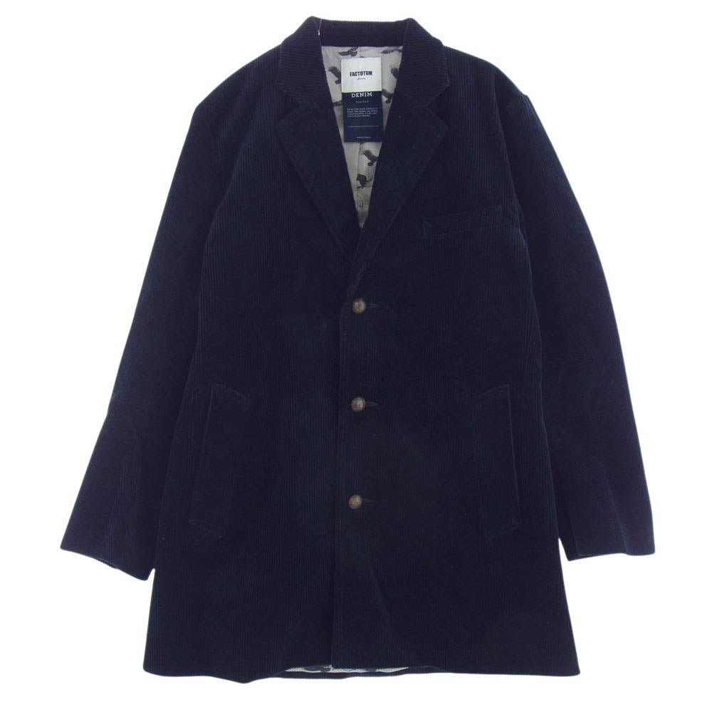 FACTOTUM ファクトタム 13AW No01031226 コーデュロイ チェスター フィールド コート ネイビー系 44【中古】