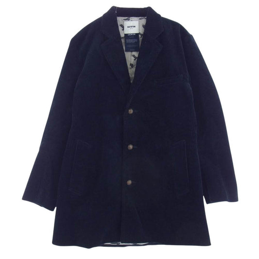 FACTOTUM ファクトタム 13AW No01031226 コーデュロイ チェスター フィールド コート ネイビー系 44【中古】
