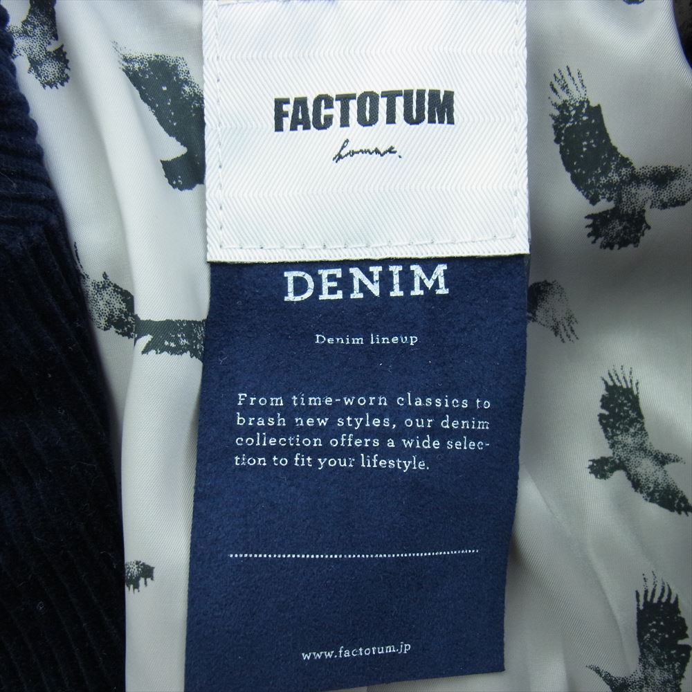FACTOTUM ファクトタム 13AW No01031226 コーデュロイ チェスター フィールド コート ネイビー系 44【中古】