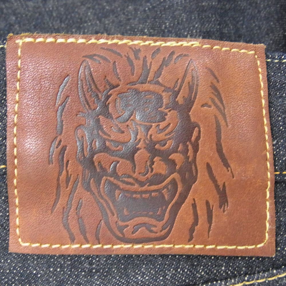 鬼デニム ONI622-14KBE 14oz. Indigo x Beige Relax Tapered 青鬼 リラックス テーパード ボタンフライ インディゴブルー系 34【中古】
