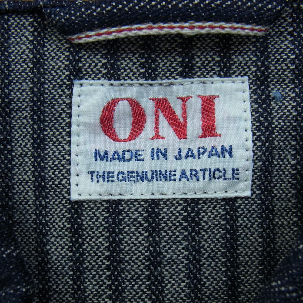鬼デニム ONI-03501-HJS 針抜き ジャガード ストライプ デニム ジャケット サイズ42 インディゴブルー系 42【美品】【中古】